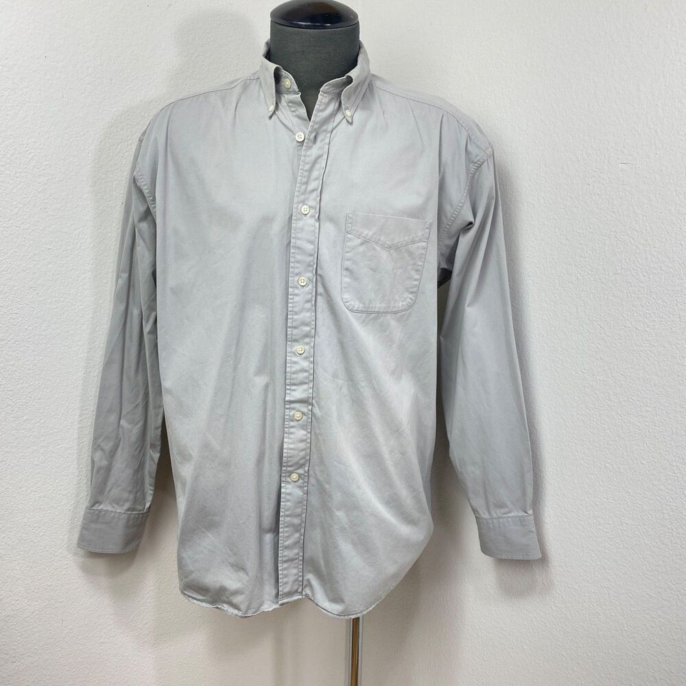 Banana Republic Gray Twill Cotton Mens Shirt Large Long Sleeves Button Down